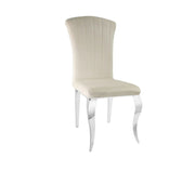 SILLA LOUIS PATAS PLATEADAS EN TERCIOPELO BEIGE.