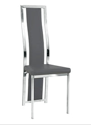 SILLAS DANA EN PIEL SINTÉTICA GRIS CON PATAS PLATEADAS DE 41X40X109CM