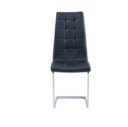 BELLA CHAIRS IN BLACK FAUX LEATHER WITH SILVER FEETS .