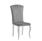 LOUIS CHAIR WITH SLATE GREY VELVET AND SILVER FEETS.