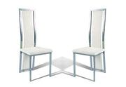 DANA CHAIRS IN WHITE FAUX LEATHER WITH SILVER FEETS.MEASURING 41X40X109CM