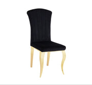 SILLÓN LUIS CON TERCIOPELO NEGRO Y PATAS DORADAS.