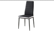 TOLIA CHAIR IN BLACK AND WHITE FAUX LEATHER WITH BLACK FEETS.