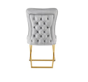 SILLAS GABRIELLE CON PATAS DORADAS Y TERCIOPELO GRIS, DE 53X49X95CM
