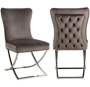 GABRIELLE CHAIRS WITH SILVER FEETS WITH TAUPE VELVET MEASURING 53X49X95CM