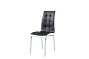 EMMA CHAIR IN BLACK AND WHITE FAUX LEATHER WITH SILVER FEETS MEASURING 42X41X94CM
