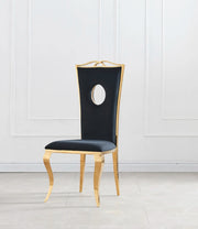 ROYAL CHAIR WITH GOLD FEETS AND BLACK VELVET FINISHING.