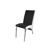 FATE CHAIR IN BLACK AND WHITE FAUX LEATHER WITH SILVER FEETS .