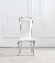 ROYAL CHAIR WITH SILVER FEETS AND WHITE LEATHER FINISHING.