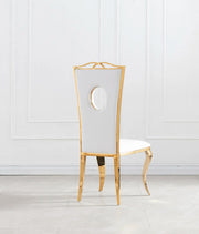 ROYAL CHAIR WITH GOLD FEETS AND WHITE LEATHER FINISHING.