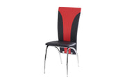 DUNA CHAIR IN BLACK AND RED FAUX LEATHER WITH SILVER FEETS MEASURING 42X40X104CM