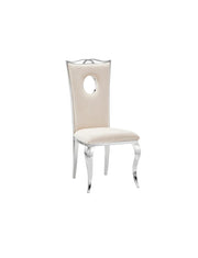 ROYAL CHAIRS WITH BEIGE VELVET AND SILVER FEETS.