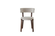 NORDIK CHAIR WITH WALNUT EFFECT LEGS AND BEIGE VELVET SEAT.MEASURING 47.5X44X81CM