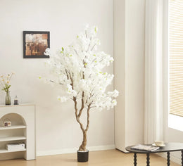 ARTIFICIAL CHREEY BLOSSOM TREE WITH WHITE FLOWERS POT INCLUDED MEASURING 190CM