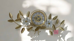 WHITE AND GOLD  FLOWERS CLOCK MEASUIRNG 120X45CM