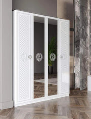 WARDROBE IN BEIGE AND SILVER FINISHING WITH 4 DOORS . MEASURING 180X57X216CM
