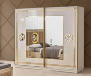 GUCCI WARDROBE WITH BEIGE AND GOLD COLOR AND 2 SLIDING DOORS.