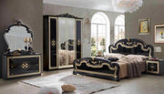 PALOMA WARDROBE IN BLACK AND GOLD COLOR EITH 4 DOORS AND MIRROR MEASURING 180X57X210CM