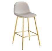 SCANDINAVIAN BAR STOOL WITH GOLD LEGS IN TAUPE  VELEVT.