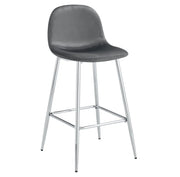SCANDINAVIAN BAR STOOL WITH SILVER LEGS IN ANTHRACITE VELEVT.