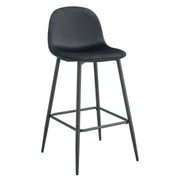 SCANDINAVIAN BAR STOOL WITH BLACK METAL LEGS IN BLACK VELEVT.
