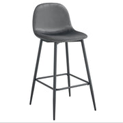 SCANDINAVIAN BAR STOOL WITH BLACK METAL LEGS IN ANTHRACITE VELEVT.
