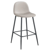 SCANDINAVIAN BAR STOOL WITH BLACK METAL LEGS IN TAUPE VELEVT.