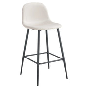 SCANDINAVIAN BAR STOOL WITH BLACK METAL LEGS IN BEIGE VELEVT.