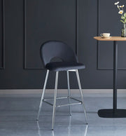 TEDDY BAR STOOL WITH SILVER LEGS IN ANTHRACITE VELVET.