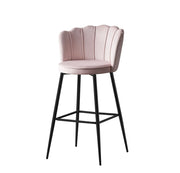 NYMPHEA BAR STOOL WITH BLACK METAL LEGS IN PINK VELVET .MEASURING 46X43X97CM