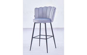 NYMPHEA BAR STOOL WITH BLACK METAL LEGS IN SILVER VELVET .MEASURING 46X43X97CM