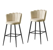 NYMPHEA BAR STOOL WITH BLACK METAL LEGS IN BEIGE VELVET .MEASURING 46X43X97CM