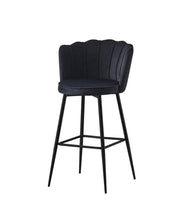NYMPHEA BAR STOOL WITH BLACK METAL LEGS IN BLACK VELVET .MEASURING 46X43X97CM