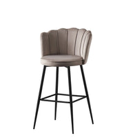 NYMPHEA BAR STOOL WITH BLACK METAL LEGS IN MOCHA VELVET .MEASURING 46X43X97CM