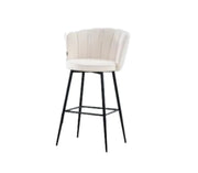 NYMPHEA BAR STOOL WITH BLACK METAL LEGS IN TEDDY FABRIC .MEASURING 46X43X97CM