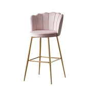 NYMPHEA BAR STOOL WITH GOLD LEGS IN PINK VELVET .MEASURING 46X43X97CM