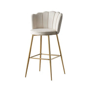 NYMPHEA BAR STOOL WITH GOLD LEGS IN OFF WHITE/BEIGE VELVET .MEASURING 46X43X97CM