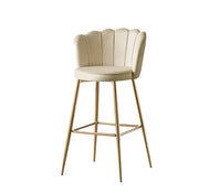 NYMPHEA BAR STOOL WITH GOLD LEGS IN BEIGE VELVET .MEASURING 46X43X97CM