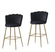 NYMPHEA BAR STOOL WITH GOLD LEGS IN BLACK VELVET .MEASURING 46X43X97CM