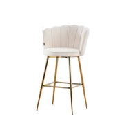NYMPHEA BAR STOOL WITH GOLD LEGS IN TEDDY FABRIC .MEASURING 46X43X97CM