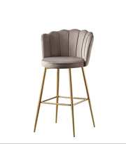 NYMPHEA BAR STOOL WITH GOLD LEGS IN MOCHA VELVET .MEASURING 46X43X97CM