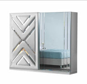 BOSS WARDROBE WITH SILVER AND WHITE COLOR FINISH WITH 2 SLIDING DOORS AND MIRROR . MEASUIRNG 210X63X210CM