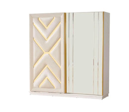 BOSS WARDROBE WITH GOLD AND BEIGE COLOR FINISH WITH 2 SLIDING DOORS AND MIRROR . MEASUIRNG 210X63X210CM