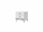 ALLIANCE BEDSIDE TABLE IN WHITE AND SILVER FINSIH WITH 2 DRAWERS