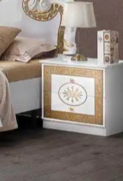 PALOMA BEDSIDE TABLE WITH WHITE AND GOLD FINISH WITH 2 DRAWERS AND MEASURING 50X39X49CM