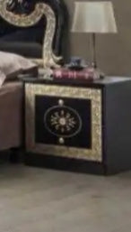 PALOMA BEDSIDE TABLE WITH BLACK AND GOLD FINISH WITH 2 DRAWERS AND MEASURING 50X39X49CM