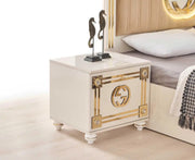 GUCCI BEDSIDE TABLE IN BEIGE AND GOLD FINISH WITH 2 DRAWERS .MEASURING 60X50CM