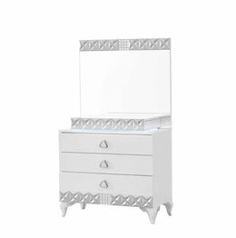 ALIANCE DRESSING TABLE WITH WHITE AND GREY COLOR WITH LIGHT WITH 3 DRAWERS TABLE AND MIRROR .MEASURING 116X46X77CM