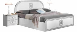 SOFIA BED IN WHITE AND SILVER COLOR DESIGN MEASURING 160X200CM WITHOUT MATRESS,WITH SOMMIER OR CANAPE.