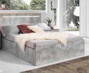 ALICE BED WITH GREY MARBLE LIKE DESIGN WITH GOLD FINISH.MEASURING 160X200CM.WITHOUT MATRESS ,WITH SOMMIER,CANAPE.